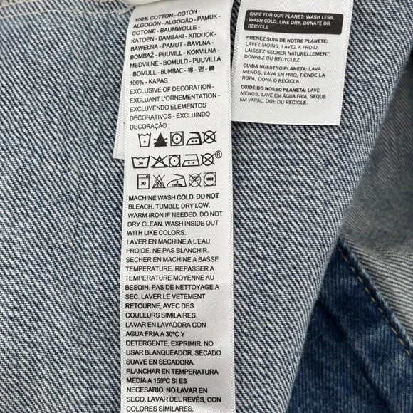 Levis Mens Relaxed Trucker Jacket Medium Wash Blue Denim Embroidered Logo Size M - Picture 10 of 13